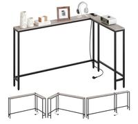 YATINEY Table Console, Bout de Canapé de 15 cm Long, Table d’Entrée avec 1 Prise et 2 Ports USB, pour Salon, Couloir, derrière Le canapé, 3 dispositions, Gris Patiné et Noir XCT07CBG