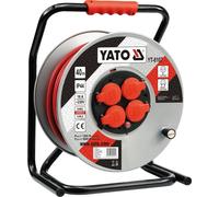 YATO Câble de rallonge sur bobine 40m, 230V 3x2,5mm, isolation en caoutchouc, 4 prises YT-8107