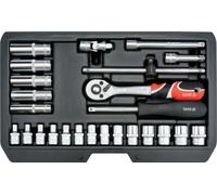YATO YT-14461 Coffret 25 Pièces Douilles 1/4" Cliquet 72 Dents 6,3 mm
