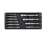 Insert pour tiroir 385 x 175 x 41 mm, livré avec un jeu de clés à douille pour tubes de 7 à 19 mm (10 pièces).
