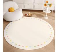 YATOLA Rond Tapis Chambre Enfant Bebe Fille Garcon pour Bébé Grand Doux Petite D’Enfant Salon Décoratif Jeu Court Poil Ras Shaggy Fluffy Lavable Orange Arc-en-Ciel Géométrie Dot (Beige, 80x80cm)