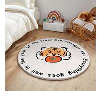 YATOLA Rond Tapis pour Enfants Chambre Lavable Antidérapant Bébé Grand Petite Salon Doux Pelucheux Crème Shaggy intérieur Sol Décoration Maison Tapis de Zone Ananas Lapin (Blanc 3, 120x120cm)