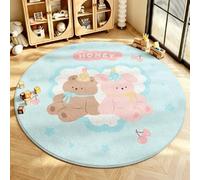 YATOLA Tapis Chambre pour Fille Garçon Doux Rampant Bébé Anti-dérapant à Poils Ras Salon Maternelle Salle de Jeux Décoration d'intérieur Surface pour Salon Coucher Chien Lapin Our (Bleu, 80x80cm)