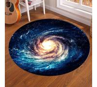 YATOLA Tapis Chambre pour Fille Garçon Enfant Doux Rampant Anti-dérapant à Poils Ras Salon Maternelle Salle de Jeux Décoration Surface pour Salon Coucher Planète Galaxie étoile (Noir, 80x80cm)
