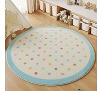 YATOLA Tapis Chambre pour Fille Garçon Enfant Doux Rampant Anti-dérapant à Poils Ras Salon Maternelle Salle de Jeux Décoration Surface pour Salon Coucher Violet Dot Géométrique (Blanc, 80x80cm)