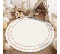 YATOLA Tapis Enfant Rond Chambre d'enfant Fille Garçon Bebe Fille Lavable Antidérapant Shaggy Tapis De Jeu Grand Doux Petite Salon Antidérapant Imprimé de Dessin Animé Tigre (Blanc 2, 100cm)