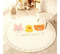 YATOLA Tapis Moderne Moelleux Shaggy Tapis pour Salon Antidérapant Tapis de Jeux, Tapis Enfant Chambre Antidérapant Décor Intérieur Géométrie Tapis de Zone Arc-en-Ciel Ours Lapin (Crème 1, 80x80cm)