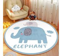 YATOLA Tapis pour Chambre à Coucher Salon Salle Moelleux Fourrure Fille Garçon Enfant Confortable Décoration Maison Sol Grand de Couloir Soft Antidérapant Intérieur éléphant Chien (Blanc, 80x80cm)