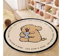 YATOLA Tapis pour Salon Chambre Moelleux Doux Antidérapant Intérieur Fille Enfant éducatif Coucher Salle Jeux Décoration Grands Coussinets Protecteurs Tapis Brun Animal Chien (80x80cm)