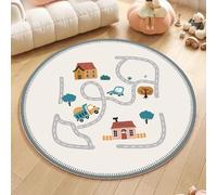 YATOLA Tapis pour Salon Chambre Moelleux Doux Confortable Antidérapant Intérieur Fille Enfant éducatif Coucher Salle Décoration Grands Coussinet Protecteur Tapis Ours Rue Route (Beige, 80x80cm)