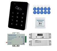 YAVIS Kit Système de Contrôle Accès Complet de Clavier de contrôle d'accès RFID 125KHz avec Serrure électronique de verrou électrique de DC12V, Alimentation 3A, Bouton de Sortie, Cartes-clés ID 10pcs