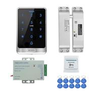 YAVIS Set RFID Contrôleur d'accès à écran Tactile étanche Extérieur 125KHz Clavier Lecteur de Cartes ID, NC Verrouillage à Boulon électrique WG26/34, DC 12V Alimentation 3A Système de sécurité Porte