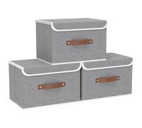 Yawinhe Boîtes de Rangement,Lot de 3 Caisses en Tissu,45x30x30cm,Gris | Rangement Tissu pour la maison;Lavable Caisse avec Poignée;Paniers de Pangement Pliables;Paniers Non-Tissé pour Armoire