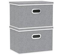Yawinhe Lot de 2 Boîtes de Rangement,Gris Organisateur Armoire,45x30x30cm | Panier Rangement;Rangement Tissu avec Couvercle;Lavable Caisse avec Poignée;Sac de Rangement Non-Tissé pour Armoire