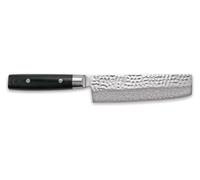 Yaxell Couteau Nakiri Zen 16,5 cm - Acier damassé inoxydable 37 plis - Manche en Micarta et toile