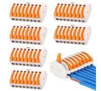 YAYNO 6 Pièces Domino Electrique Levier-Écrou Fil Connecteurs 8 Ports Conducteur Compact Fils Connecteurs Compact Connecteur Ressort Bornier Connecteurs éLectriques Rapide Avec Levier