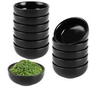 YAYODS Lot de 12 Petit Ramequin à Sauce en Céramique Ø 7,7 cm - Coupelle à Sauce Noire Mate en Porcelaine - Bol de Service pour Sushi, Dips, Tapas et Desserts - Empilable et Compatible Micro-ondes