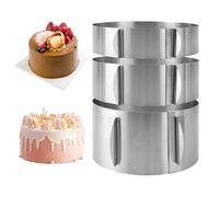 YAYODS Lot de 3 Cercle à Pâtisserie Réglable Ø 16-30 cm - Moule à Gâteau Rond en Acier Inoxydable Hauteurs 6/8/10 cm - Cercle à Entremets avec Échelle de Mesure pour Mousse, Génoise et Tartes
