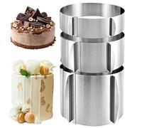 YAYODS Lot de 3 Cercle a Patisserie Réglables (Haut. 5cm, 8cm, 15cm) - Acier Inoxydable Ø 16-30 cm - Cercle à Tarte et Entremets avec Graduation - Cadre à Gâteau Haut pour la préparation de gâteaux