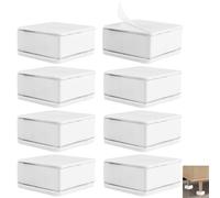 YAYODS Lot de 8 Rehausseur de Meuble 3 cm en Acier au Carbone - Pied d'Élévation de Lit et Table Carré de 6 cm - Extension de Pieds de Table Auto-Adhésive pour Canapé, Fauteuil et Armoire - Blanc