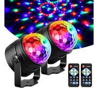 YAZEKY Boule Disco, 2 Pack Jeux de Lumière Soirée Lampe de Scène Projecteur | Boule lumineuse Disco 360° Rotative,Boule a Facette 7 RGB avec Télécommande pour Soiree, KTV, DJ, Fête, Disco, Noël, Bar
