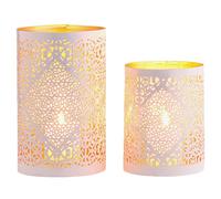 Yazim Lot de 2 photophores Boho en métal blanc 20 cm de haut