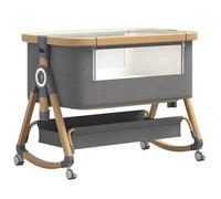 YAZOCO Lit Bébé Cododo, 2-en-1 lit Parapluie Bebe avec Matelas,Six Vitesses Réglage de la Hauteur, Facile Adapter au lit du Parent, Pieds réglables (Version Haute Gris)