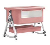 YAZOCO Lit Bébé Cododo, 2-en-1 lit Parapluie Bebe avec Matelas,Six Vitesses Réglage de la Hauteur, Facile Adapter au lit du Parent, Pieds réglables (Version Basse Rose)