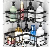 Yazoni tablette de douche sans percer 2 pièces inox noir