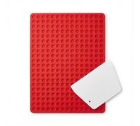 YAZWUR 1 pièce Tapis de Cuisson en Silicone avec Racloir à Pâte, Tapis pour Biscuits pour Chiens, Tapis en Silicone, Support de Cuisson pour Plaque de Four (1,2 cm, 468 alvéoles, demi-sphère) (Rouge)