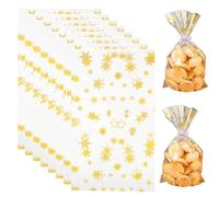 YAZWUR 100 pièces Motif Étoile Sachets Transparents pour Biscuits, 9,5x16 cm Sachet Bonbon, Sachet Cellophane Transparent, Sachet Cadeau Noel, pour Bonbons Biscuits Anniversaire Mariage Noël