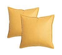 YB-FCJKPA Pack of 2 Minimalist Solid Color Throw Pillow Covers, Simple Breathable Soft Pillowcase Decorative Cushion Covers for Home Decor (Yellow)