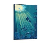 YBHF Affiche de sport vintage rétro pour plongée sous-marine - Art mural - Décoration de chambre rétro et esthétique - Décoration de bureau - 40 x 60 cm - Style cadre