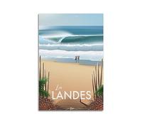 YBHF Affiche de voyage vintage LANDES Au Bord Du Lac Affiche Art Mural Impression Esthétique Rétro Décoration de Chambre Décorations de Bureau 24x36pouces(60x90cm) Non encadré