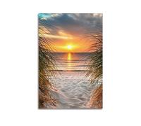 YBHF Affiche Paysage Coucher de Soleil sur la Mer Affiche d'Art Mural Impression Rétro Esthétique Décoration de Chambre Bureau 40x60cm Style Sans Cadre'