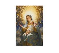 YBHF Poster de la Vierge Marie et Jésus avec Bénie Sainte Mère Marie et Bébé Jésus Poster Impression sur Toile Rétro Esthétique Décoration de Chambre Peinture sur Toile 20 x 30 cm Sans cadre