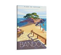 YBHF Poster de voyage vintage Bandol Plage du Capelan Provence Côte d'Azur - Décoration murale rétro esthétique pour chambre et bureau - 40 x 60 cm - Style cadre
