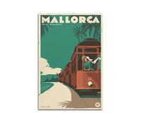 YBHF Poster de voyage vintage de Majorque - Art mural - Rétro - Esthétique - Décoration de chambre ou de bureau - 50 x 75 cm - Style sans cadre