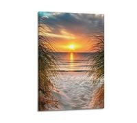 YBHF Poster Paysage Coucher de soleil sur la mer Poster Art mural Impression Rétro Esthétique Décoration de chambre Décorations de bureau 40x60cm (16x24pouces) Style-cadre