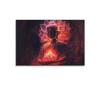 YBHF Poster zen Bouddha lumineux clignotant - Art mural rétro esthétique - Décoration de chambre ou de bureau - 40 x 60 cm - Sans cadre