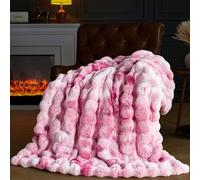 YBIKE Couverture Plaid, Plaid Fausse Fourrure Doux Et Pelucheux 150x130cm, Plaid Polaire Décoratif Réversible Chaud Et Luxueux pour Lit, Canapé, Fauteuils (Rose)