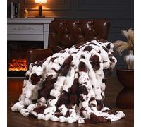 YBIKE Couverture Plaid, Plaid Fausse Fourrure Doux Et Pelucheux 275x230cm, Plaid Polaire Décoratif Réversible Chaud Et Luxueux pour Lit, Canapé, Fauteuils (Vache Marron)