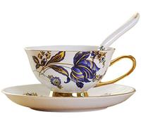 YBK Tech Ensemble Tasse et Soucoupe Style Européen en porcelaine Anglaise pour thé et Café (Motif Floral)