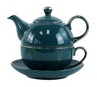 YBK Tech Service à thé en Céramique pour une Personne, théière de 12oz et Tasse de 8.2oz avec Soucoupe (Vert Paon)