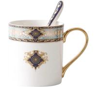 YBK Tech Tasse à thé en porcelaine bone china, tasse à café de 355ml pour la maison, cuisine, bureau - Motifs royaux (bleu ciel)