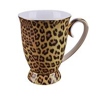 YBK Tech Tasse à thé fantaisie en céramique, 255 ml (imprimé léopard)