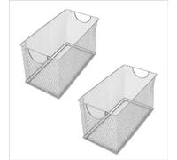 Ybm Home Boîte de rangement en maille argentée, idéale pour l'école, la maison ou le bureau, les livres, les disques d'ordinateur et plus (2, 27 x 14 x 16,5 cm)
