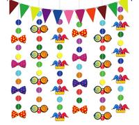 YBwanli Guirlande Multicolore Decoration Anniversaire, Deco Carnaval | Drapeaux triangulaires, Clown, nœud papillon, couronne, décorations en papier coloré guirlande