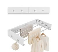 YCBTREE Étendoir à linge mural pliable en acier au carbone avec 4 crochets, capacité de charge de 25 kg, pour intérieur et extérieur, 60 cm