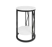 YCCHAH Armoire de lit de rangement créative ronde petite ardoise pour salon, chambre à coucher, rangement double étagère latérale (C)